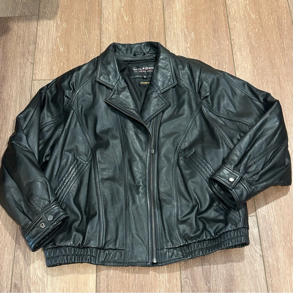 Vintage Wilson’s Leather Black Leather Bomber Jacket